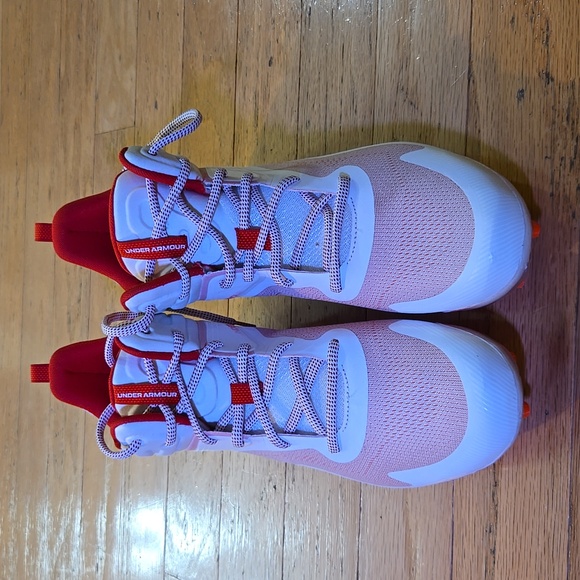 NIP Lacrosse Cleats Under Armour Command MC Mid Red & White  Men's 12 - Picture 2 of 11